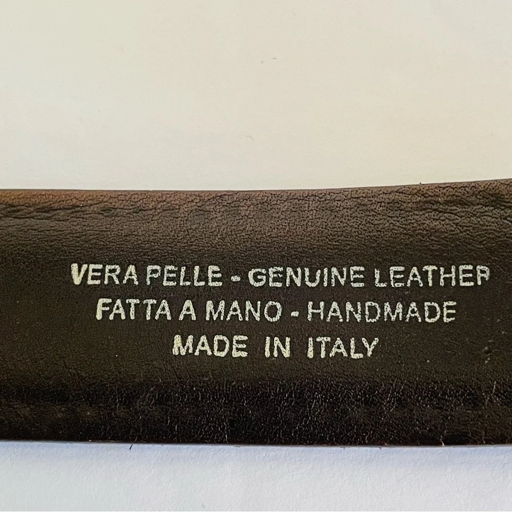 Vera Pelle Belt Men’s 451/35 Brown‎ Leather Gold Buckle Hand Made In Italy 41”